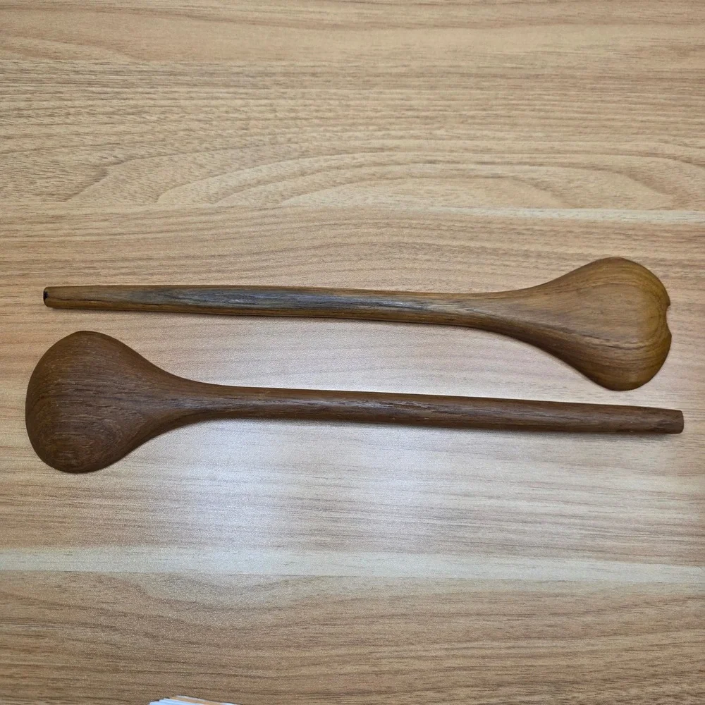Vintage Teak Solid Wood Salad Bowl Serving Set 7pc Brown Mid Century‎ Modern